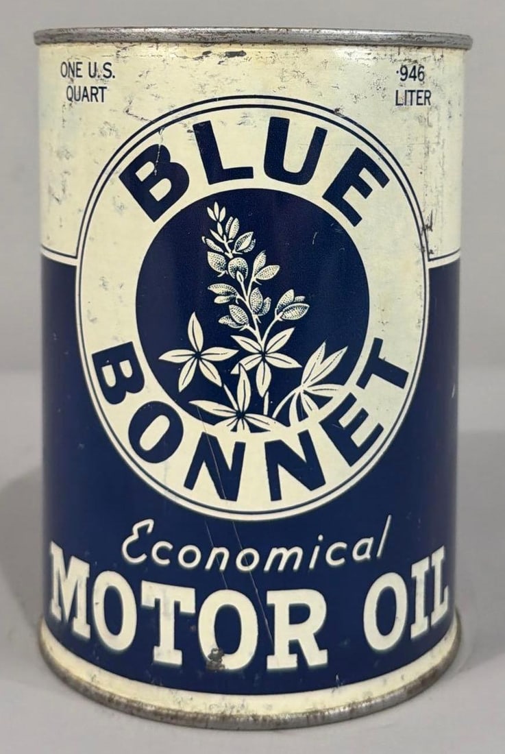 Blue Bonnet Motor Oil w/Image Quart Metal Can (1 of 4)