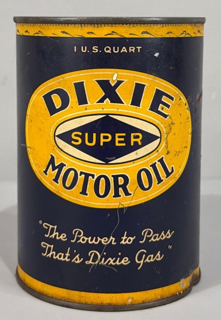Dixie Super Motor Oil Quart Metal Can (1 of 3)