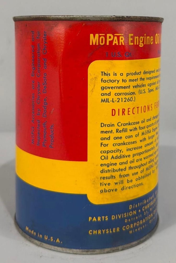 Mopar Engine Oil Additive Quart Metal Can - 2