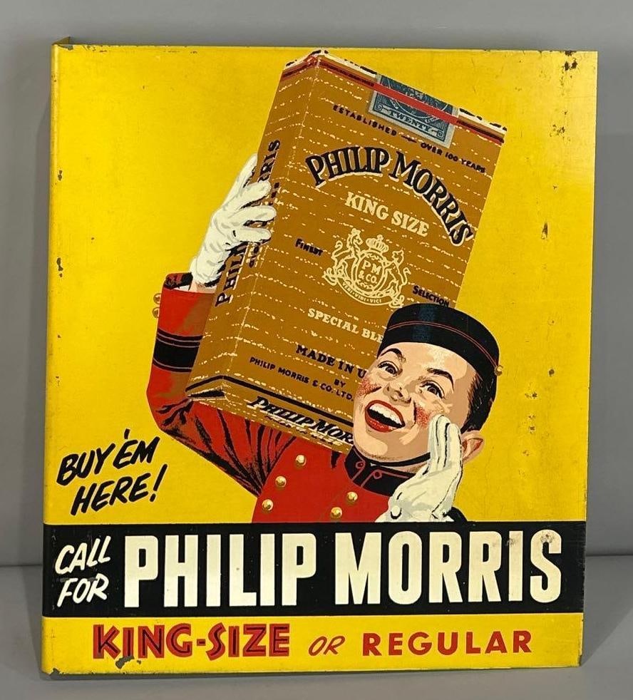 Phillip Morris Flange Sign W/ Bell Boy and Cigarette Pack Graphic (1 of 5)