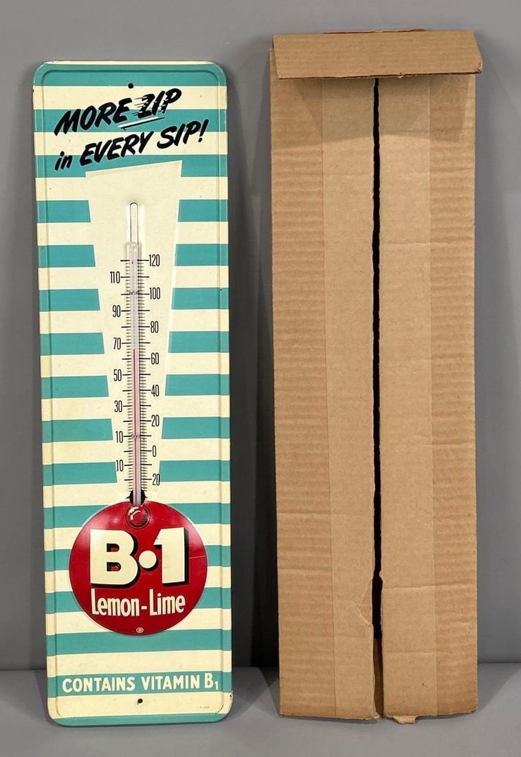 B-1 Lemon -Lime Self-Framed Tin Thermometer (1 of 5)