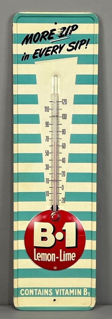 B-1 Lemon -Lime Self-Framed Tin Thermometer - 2