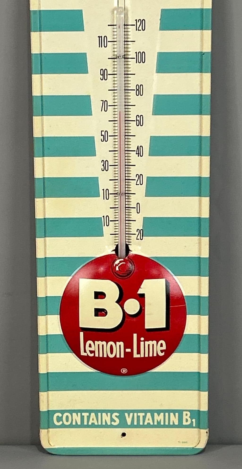 B-1 Lemon -Lime Self-Framed Tin Thermometer - 3