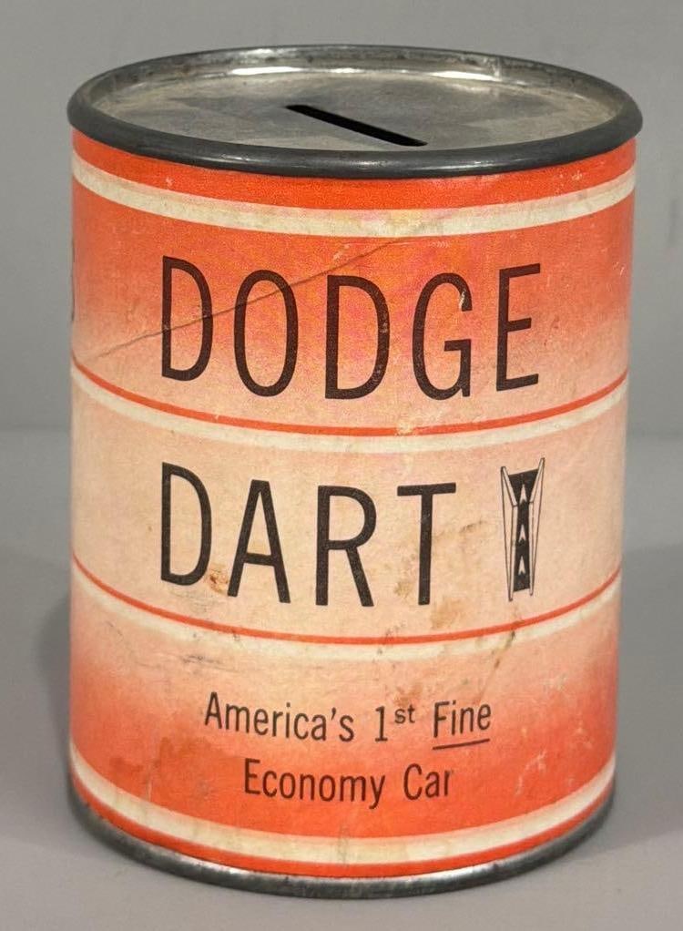 Dodge Dart Cardboard Coin Bank: rated 8, 4"T., 