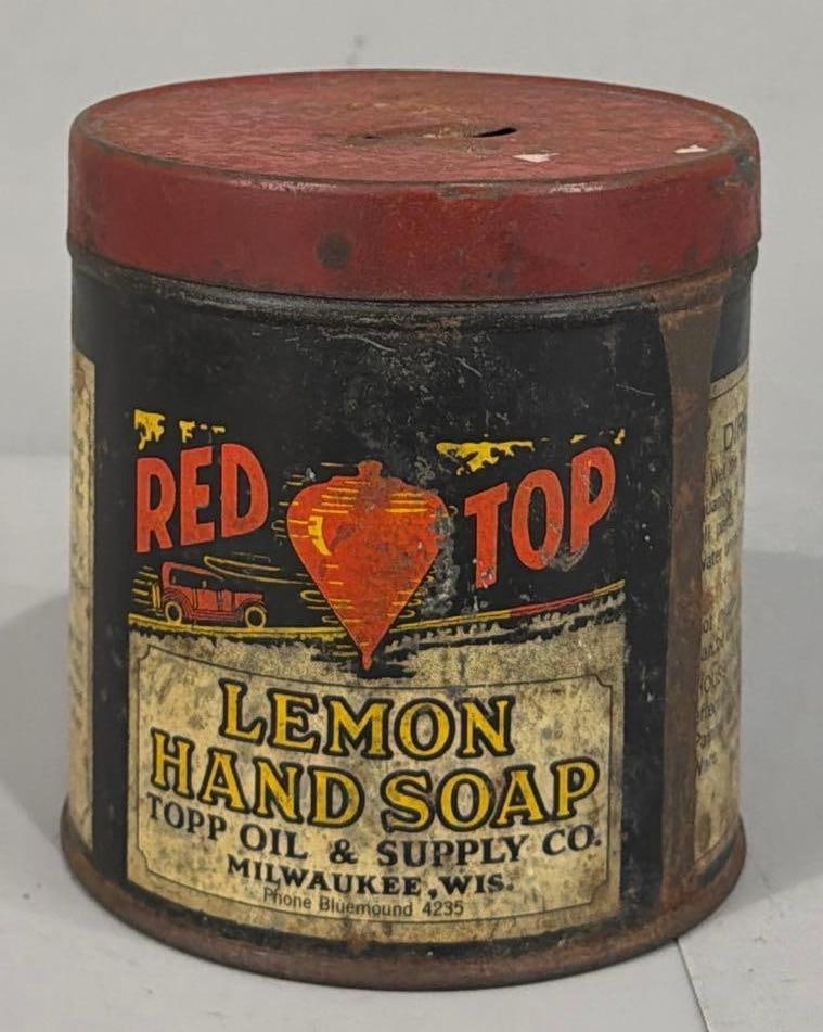 Red Top Lemon Hand Soap Metal Can (1 of 3)