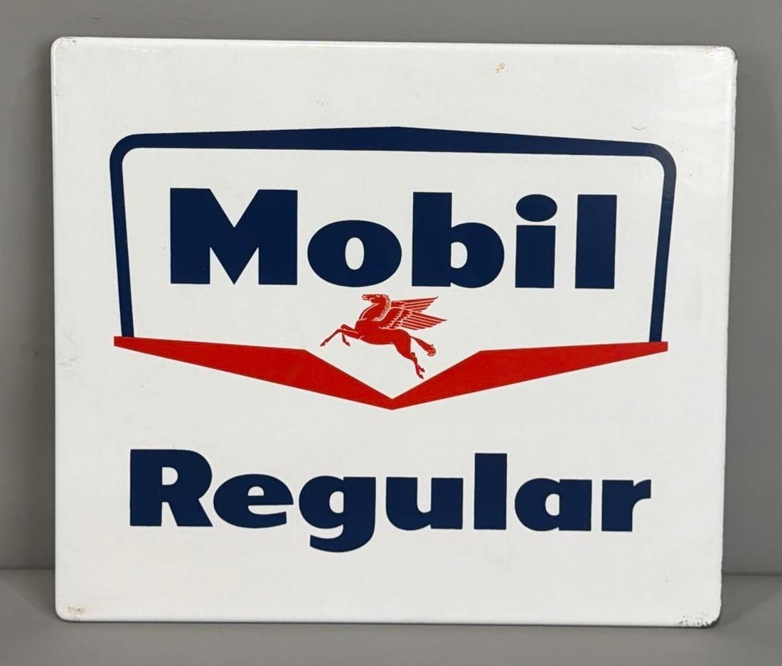 Mobil w/Small Pegasus Regular Porcelain Pump Sign (TAC) (1 of 3)