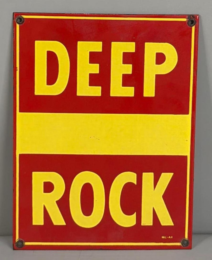 Deep Rock (gas) Porcelain Pump Sign (TAC): rated 9.5, 8.5"x6.25", the SSP sign, marked Mc-Ax, Rarity 3. TAC #063025