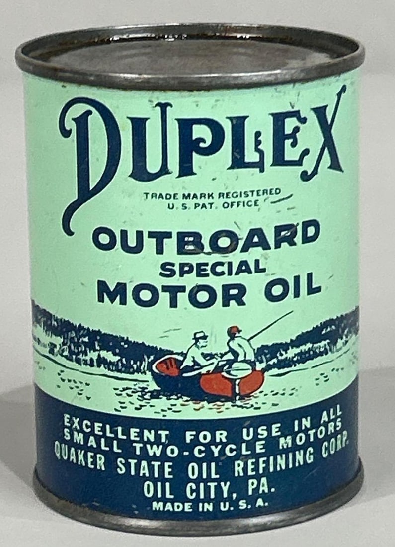 Duplex Outboard Special Motor Oil Half Pint Metal Can (1 of 3)