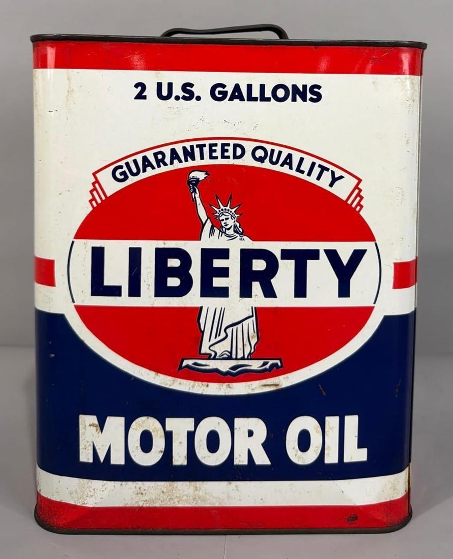 Liberty Motor Oil w/Image Two-Gallon Rectangle Metal Can (1 of 4)