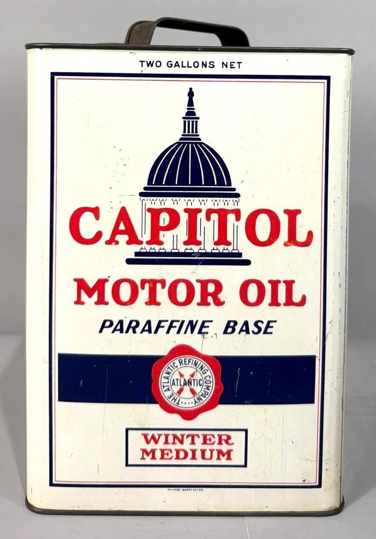 Atlantic Capitol Motor Oil Two Gallon Square Metal Can (1 of 4)