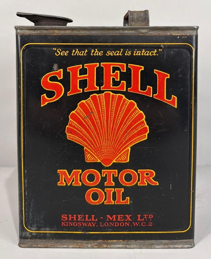 Shell Motor Oil One Imperial Gallon Flat Metal Can (1 of 4)