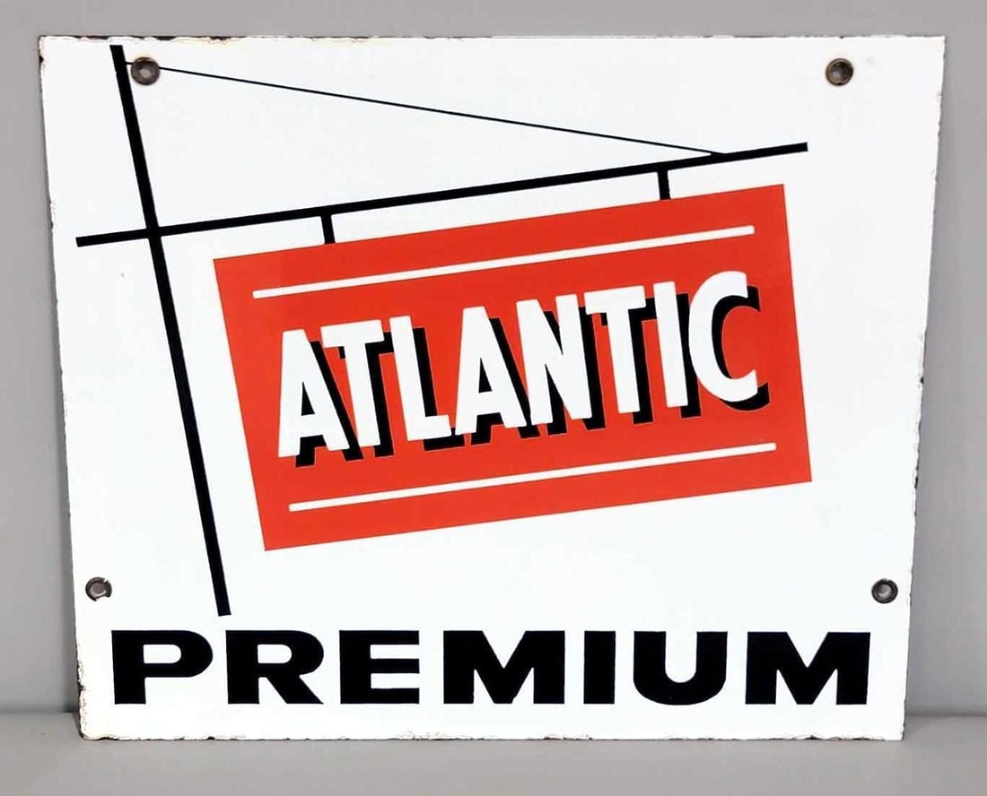 Atlantic w/Logo Porcelain Pump Sign (TAC) (1 of 3)