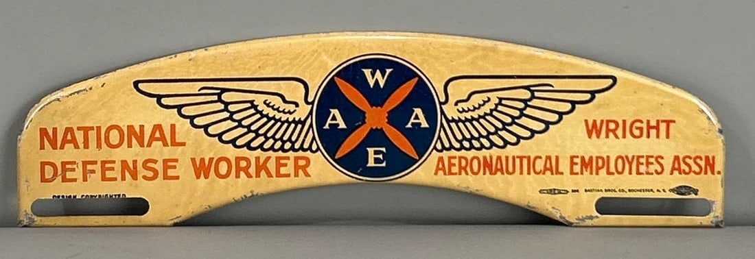 National Defense Worker w/Logo Metal License Plate Attachment: rated 8, 3'x10", has paper marks.