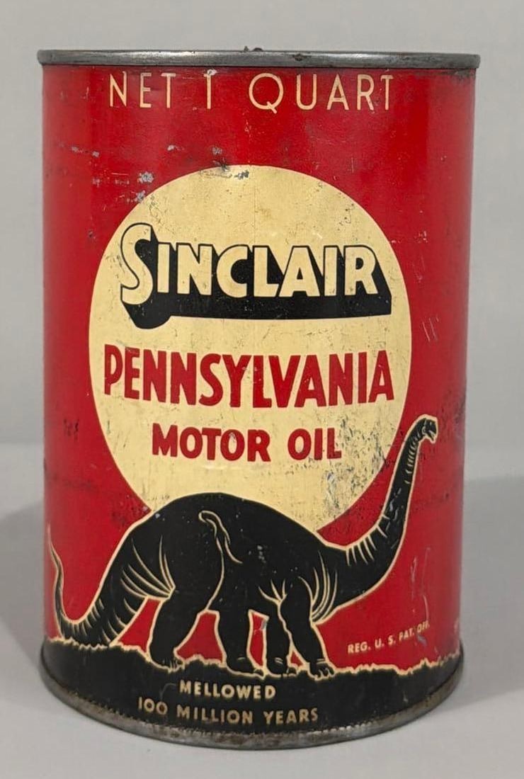 Sinclair Motor Oil w/Black Dinosaur Quart Metal Can (1 of 3)