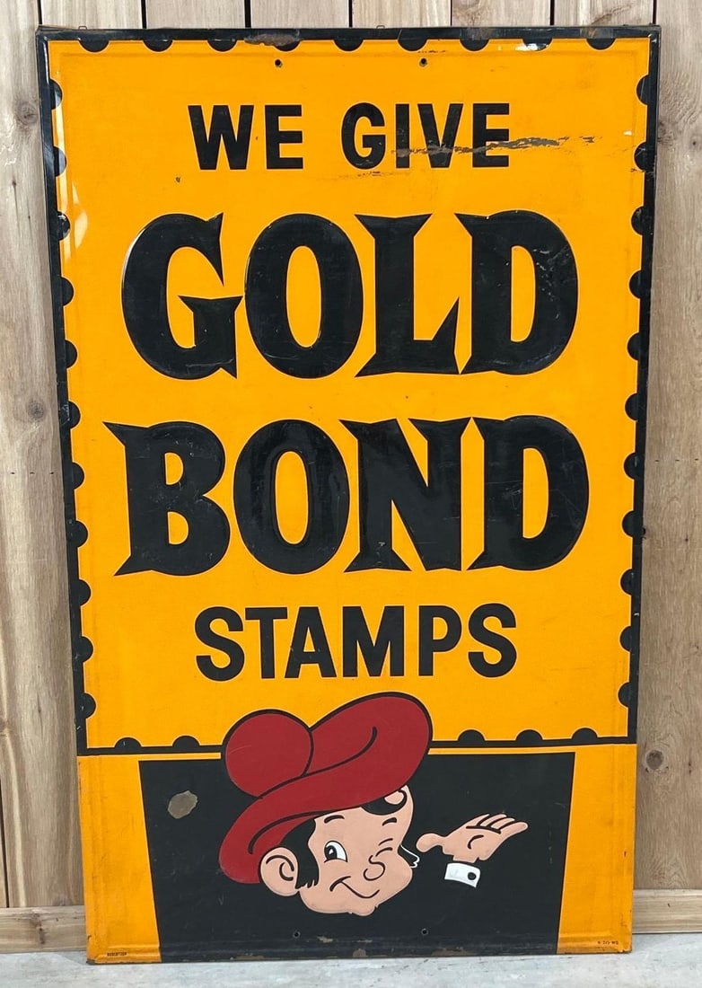 We Give Gold Bond Stamps w/Logo Metal Sign (TAC) (1 of 5)