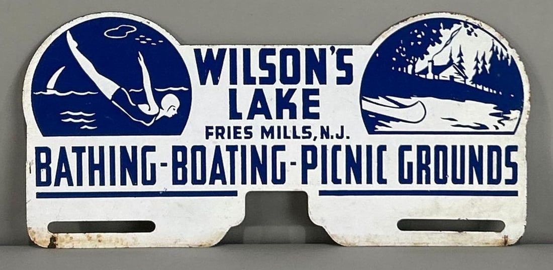 Wilson Lake Metal License Plate Attachment: rated 9, 5"x10", light wear.