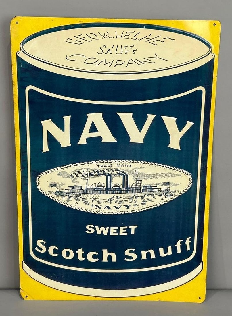 Navy Sweet Scoth Snuff Embossed Tin Sign (1 of 5)