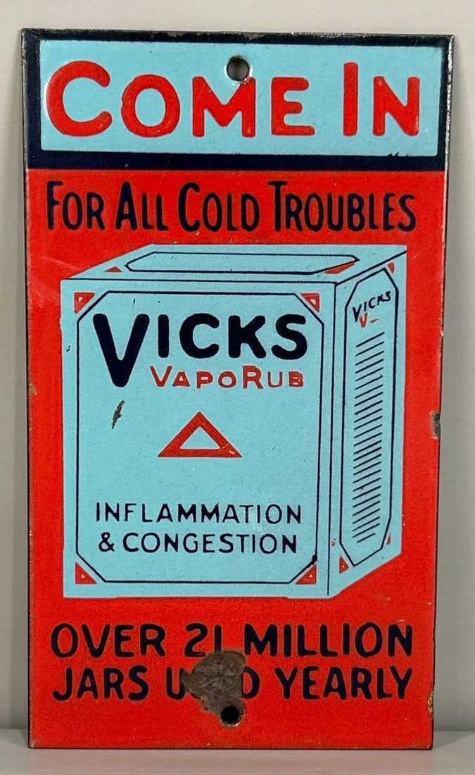 Vicks VapoRub Come In Porcelain Door Push (1 of 3)
