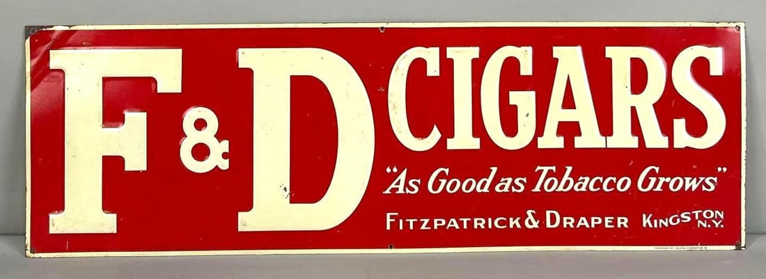 F & D Cigars Embossed Tin Sign (1 of 5)