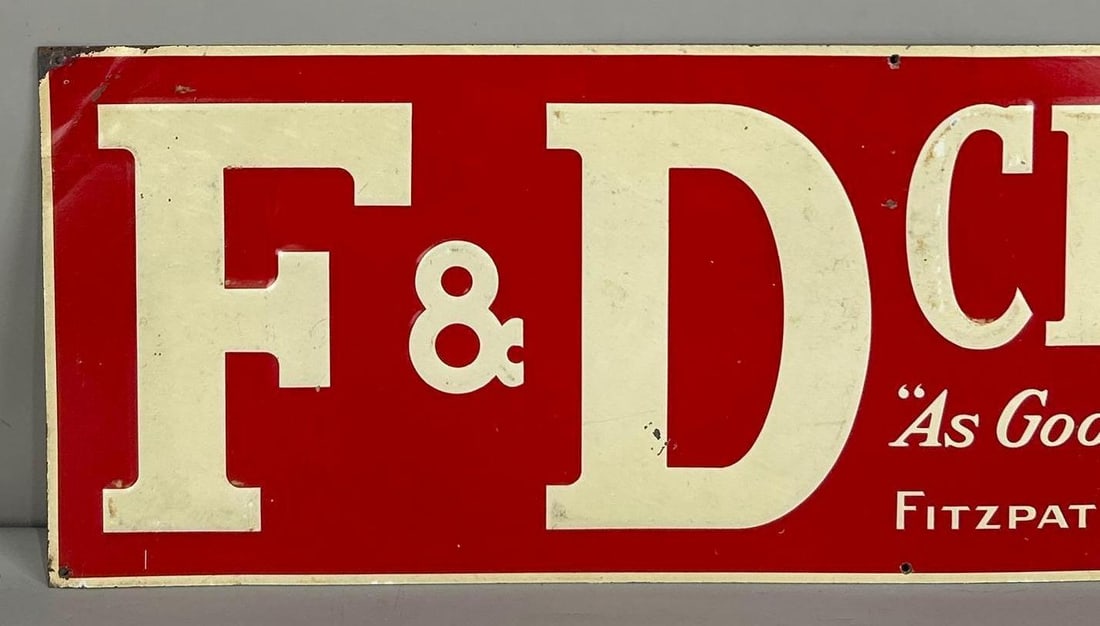 F & D Cigars Embossed Tin Sign - 2