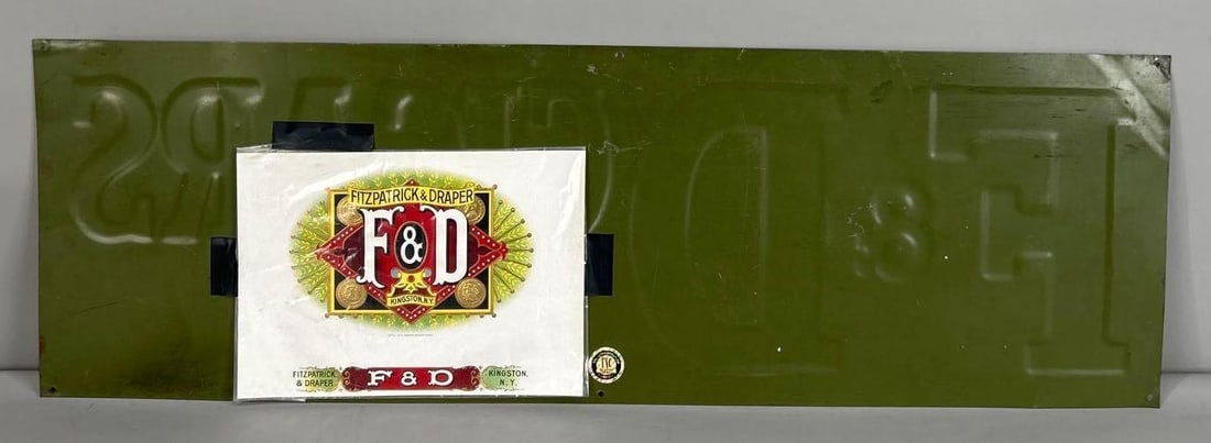 F & D Cigars Embossed Tin Sign - 4
