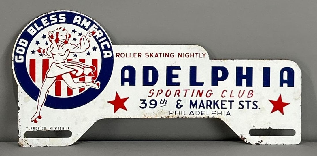 Adelphia Sporting CLub Roller Skating Metal License Plate Attachment (1 of 2)