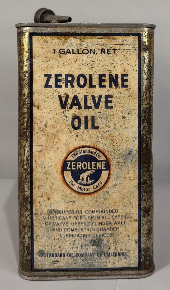 Standard Zerolene Valve Oil One Gallon Square Metal Can (1 of 4)