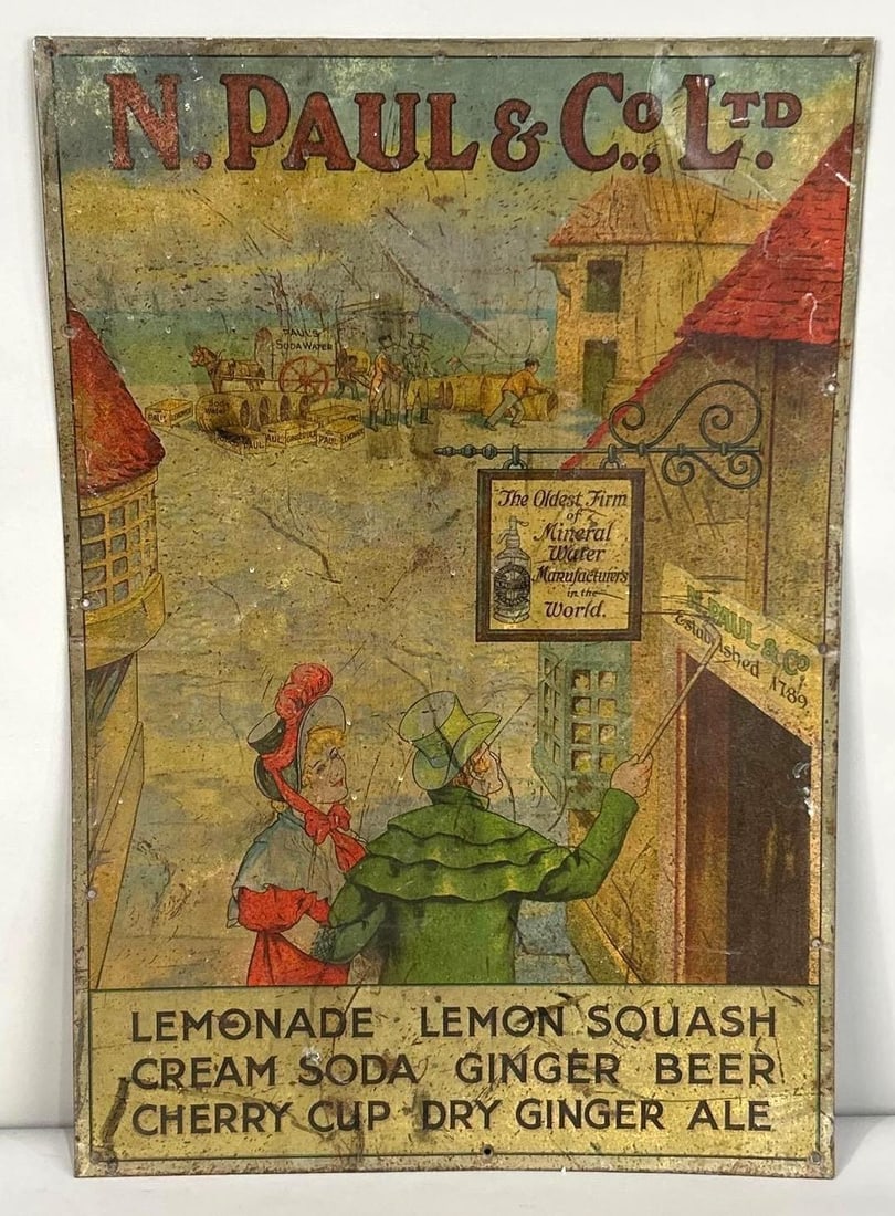 N. Paul & Co. LTD. Metal Sign (TAC): rated 6.5, 20"x13.75", the SST sign has soiling, wear, fine scratches and ceases. TAC #062690