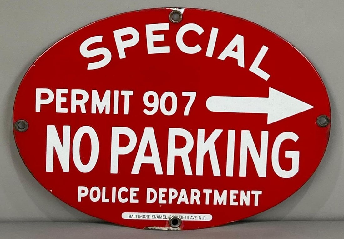 No Parking Porcelain Sign (1 of 5)