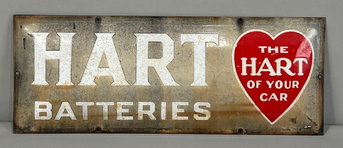 Hart Batteries w/Logo Porcelain Sign (1 of 2)