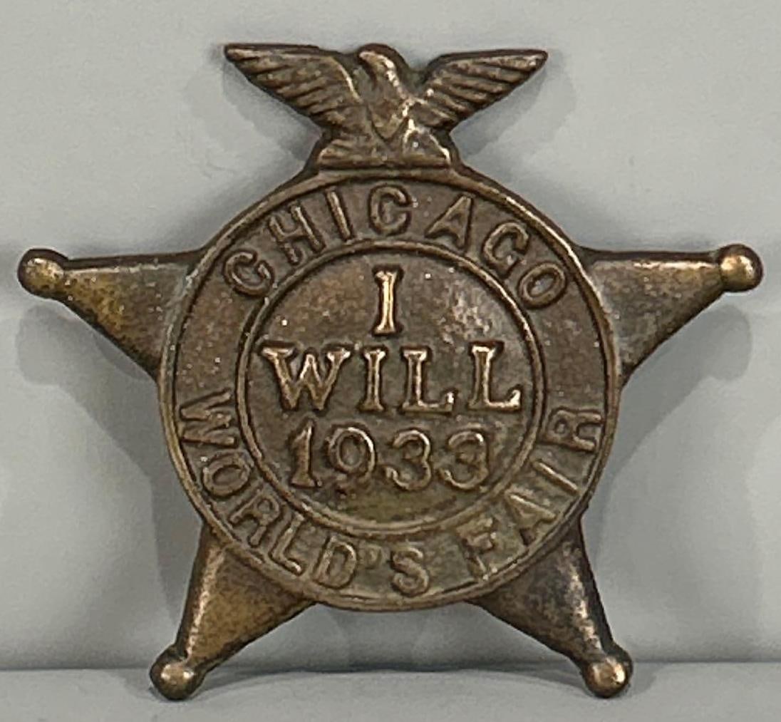 1933 Chicago World's Fair Metal License Plate Attachment (1 of 1)