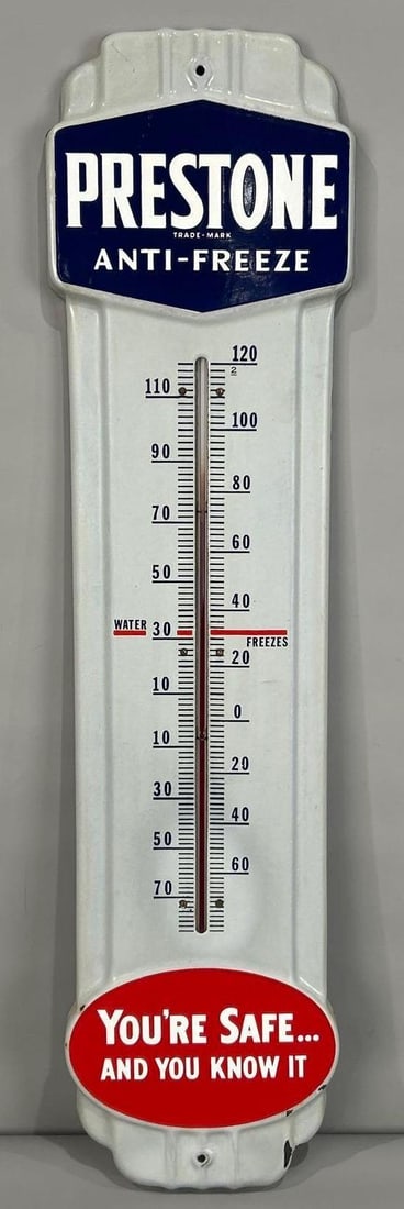 Prestone Anti-Freeze "You're Safe and You Know It" Porcelain Thermometer (TAC) (1 of 5)