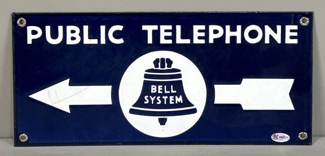 Bell System Public Telephone w/Arrow Porcelain Sign (TAC) (1 of 3)