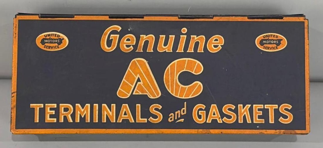 United Motor Service AC Terminals & Gaskets Metal Display Box (TAC): rated 8, 4"x9.5"x2", has light soiling, no product. TAC #0623004