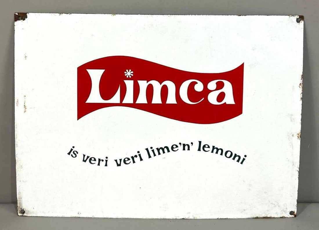 LImca "is veri veri lime'n' lemoni" Porcelain Sign (TAC): rated 9, 10.25"x14.25", the SSP sign has good color and gloss, chips at the corners. TAC #062943