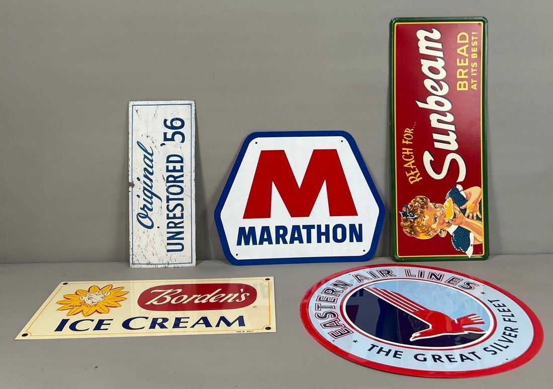 5-Reproduction Metal Sign: 24"x24" or less in size.