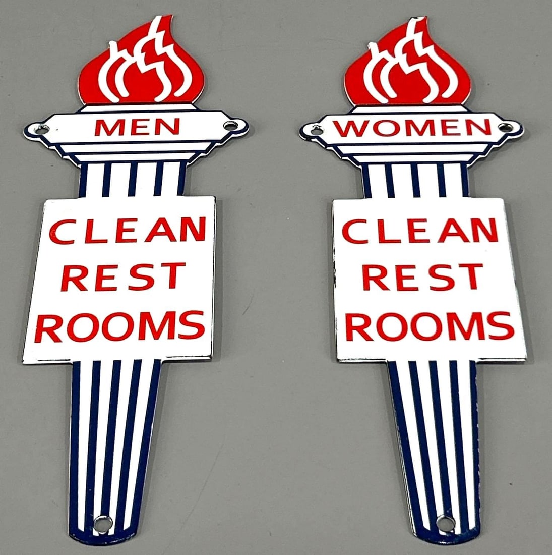 2-Reproduction Standard Oil Rest Room Signs: 12"x4"