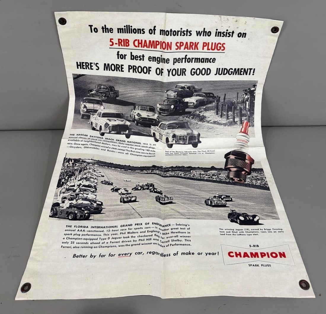 Champion Spark Plug Poster: 32"x24", in good condition, age is unknown.