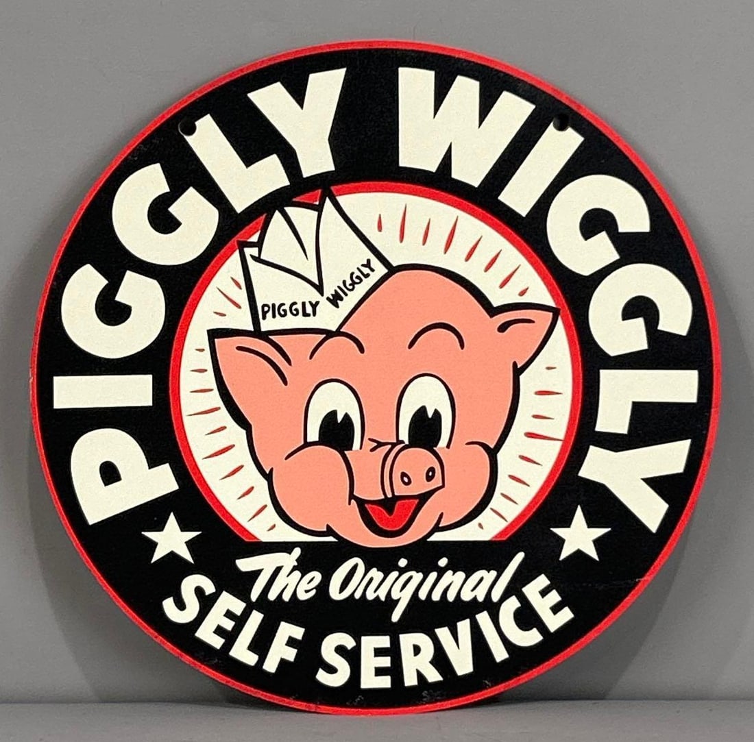 Piggly Wiggly Reproduction Sign: 8"D., 
