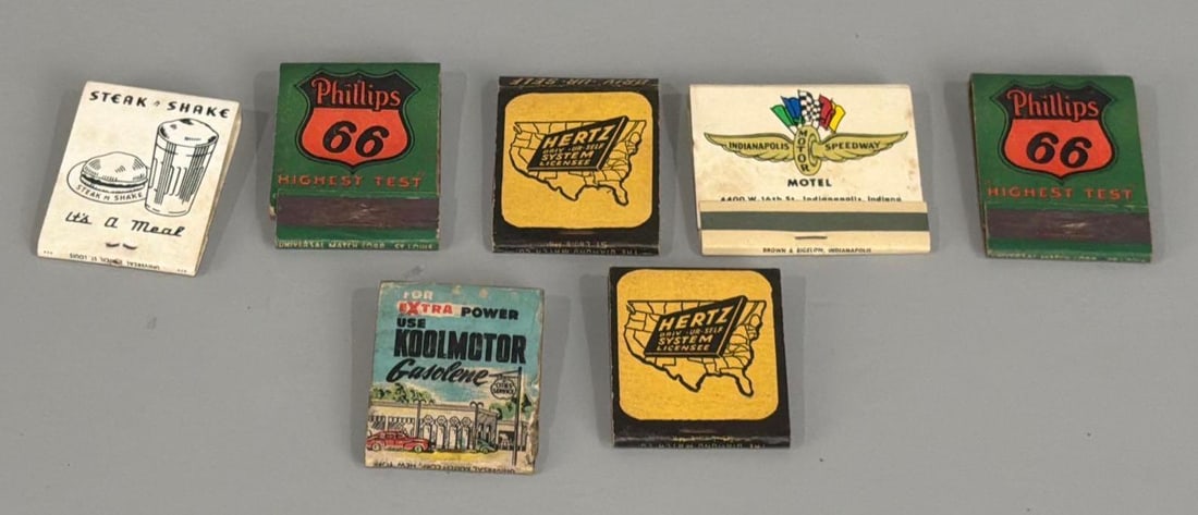 6-Matchbooks Phillips 66, Indy 500 & Others: in fair to good condition.