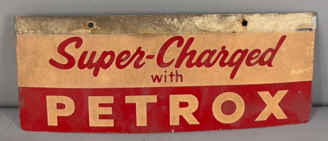 (Texaco) Super-Charged with Petrox: pump plate bottom, 5"x12".
