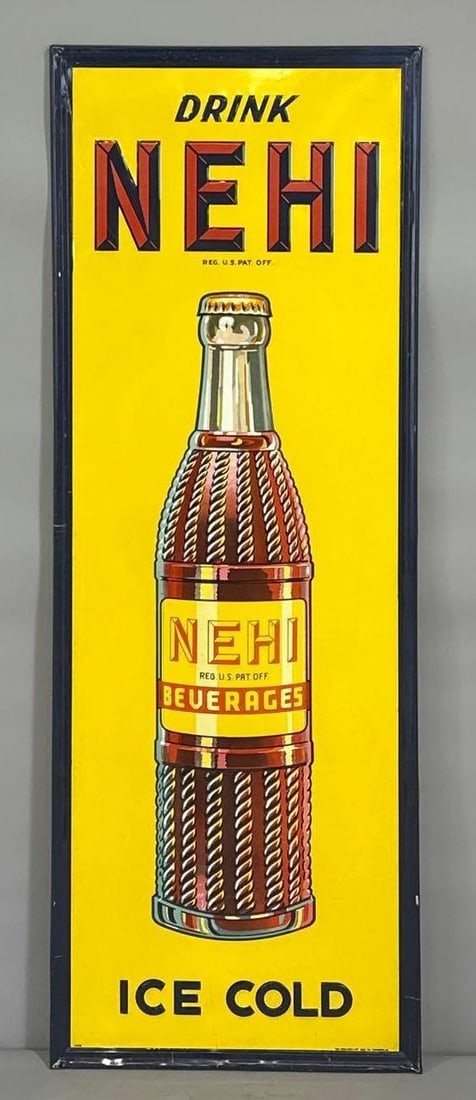 Drink Nehi Ice Cold w/Bottle Metal Sign (TAC) (1 of 4)