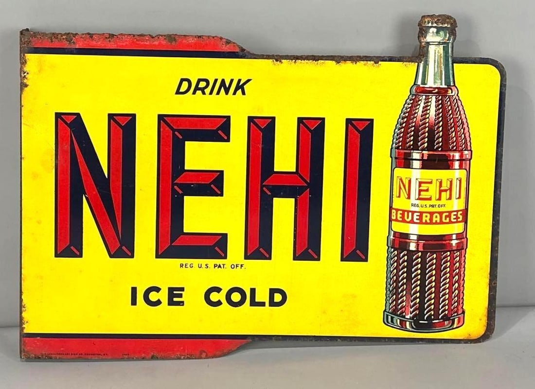 Drink NEHI Ice Cold Die-Cut Flange Sign W/ Bottle Graphic (1 of 3)