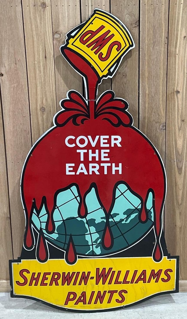 Sherwin Williams "Cover the Earth" Porcelain Sign (TAC) (1 of 4)
