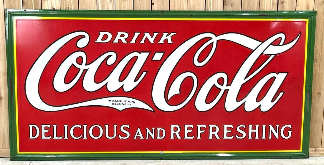Very Nice Coca-Cola Self-Framed Porcelain Sign W/ Porcelain Hanging Attachments (1 of 5)