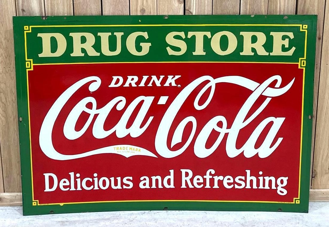 Coca-Cola Drug Store Double-Sided Porcelain Sign (1 of 9)