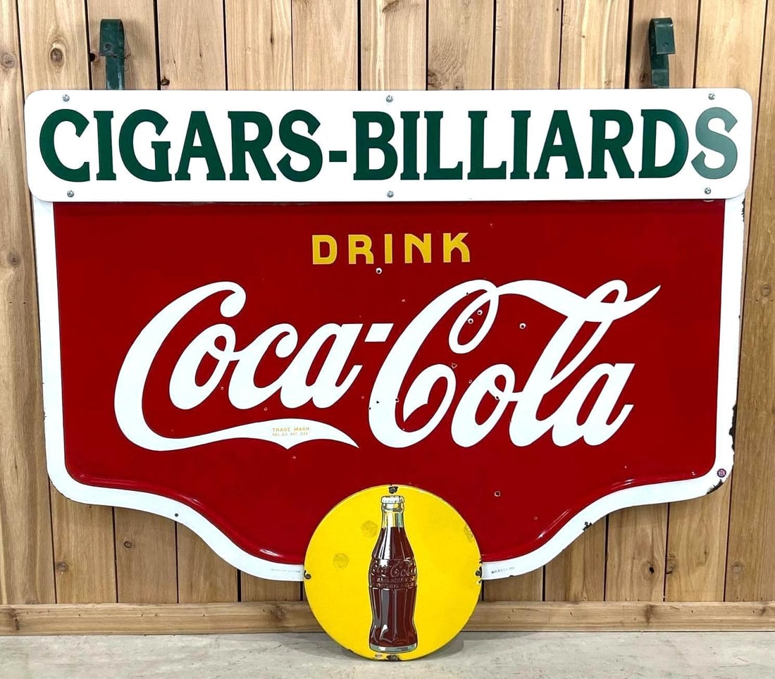 Drink Coca-Cola w/Yellow Bottles Porcelain Sign (TAC) (1 of 10)