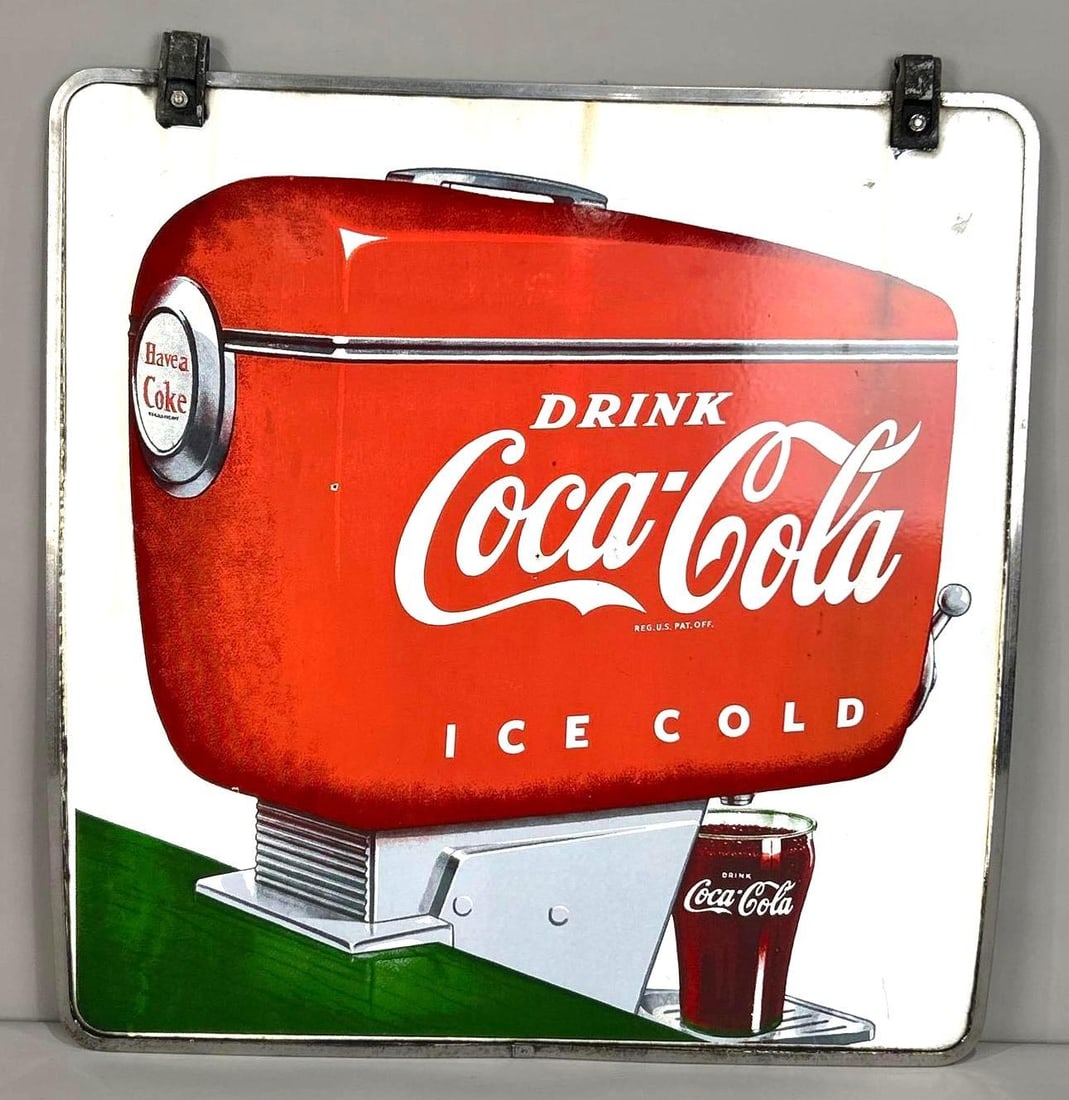 Coca-Cola Double-Sided Porcelain Sign W/ Motorboat Graphic (1 of 7)