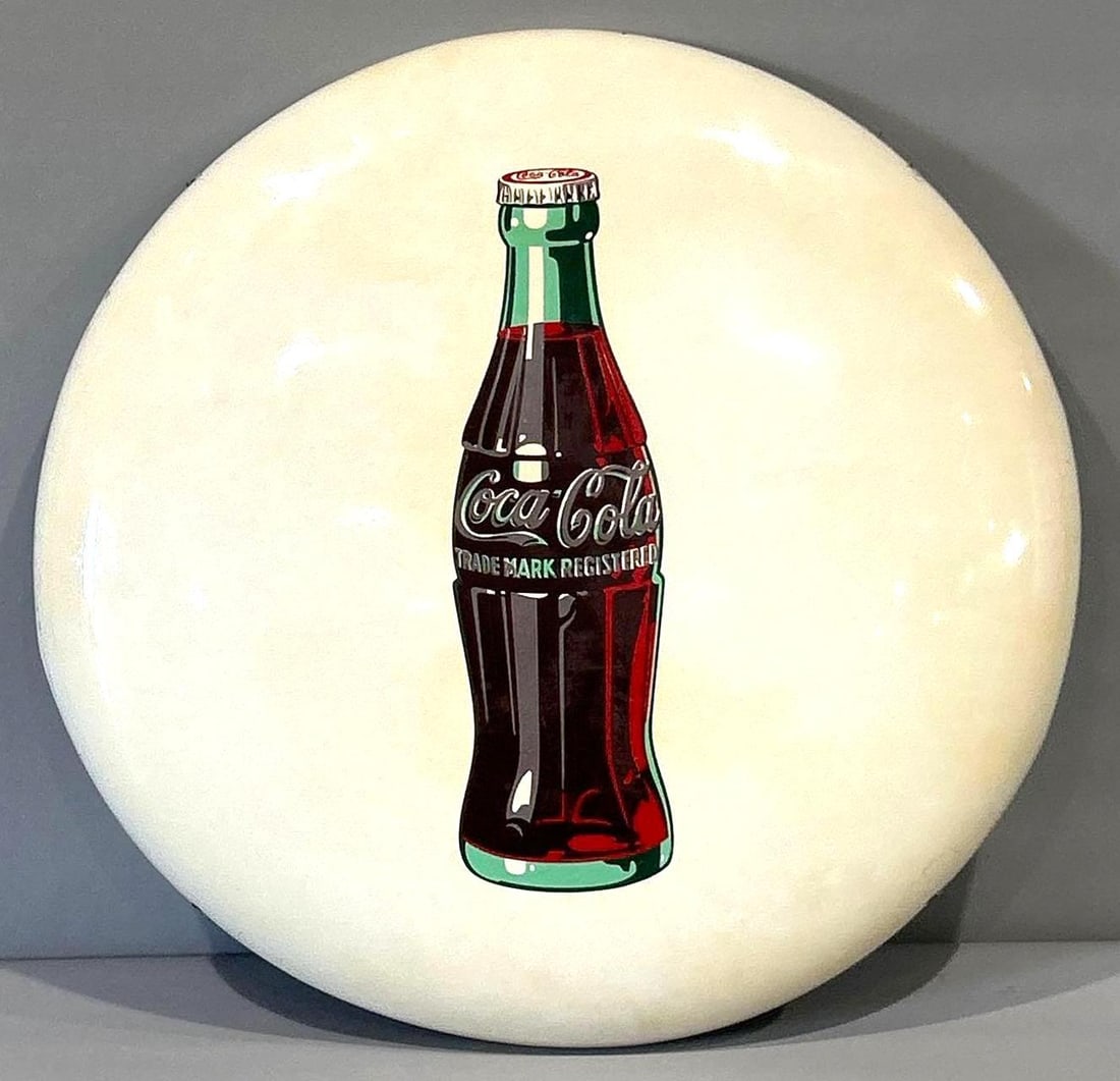 Coca-Cola 24" Tin Button Sign W/ Bottle Graphic (1 of 5)