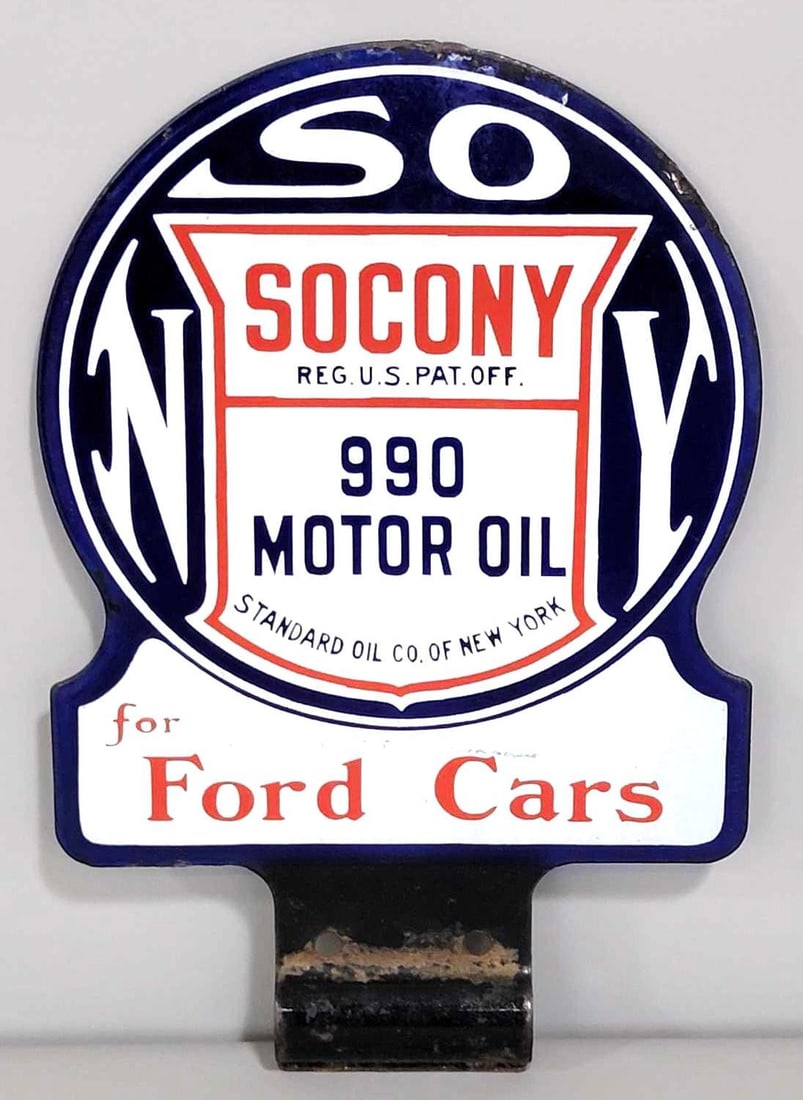 Socony 990 Motor Oil for Ford Cars Porcelain Lubster Paddle Sign (TAC) (1 of 4)